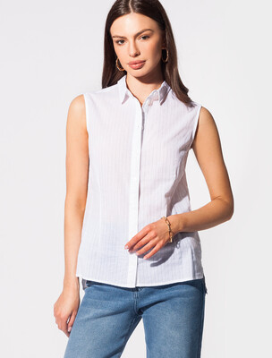 Базовая блузка из легкого хлопка с плетеной полосой